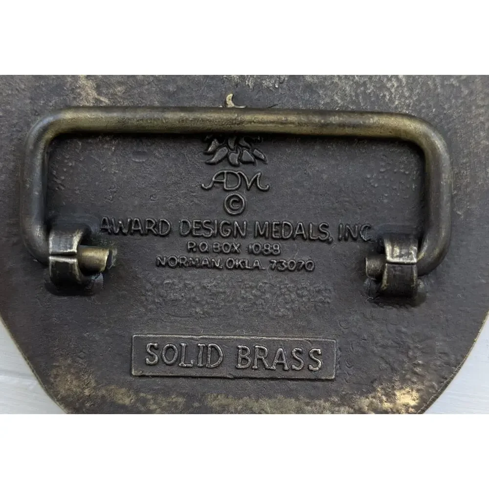 Vintage Redneck Mother Belt Buckle Solid Brass 80s Cowboy Award Design Medals